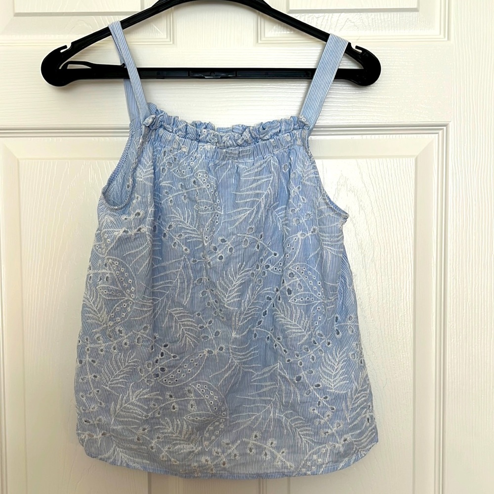 Zara Girls white and blue flora tank top